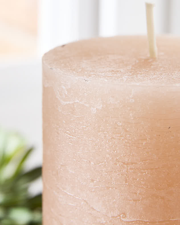 Grande bougie pilier rustique crème