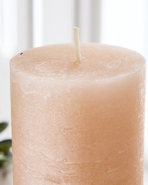 Grande bougie pilier rustique crème