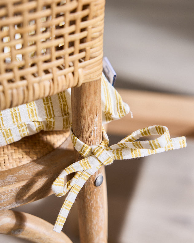 Savona Yellow Striped Seat Pad with Ties