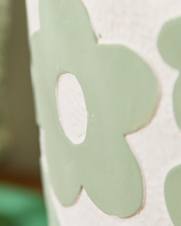 Green Mod Flower Pattern Plant Pot