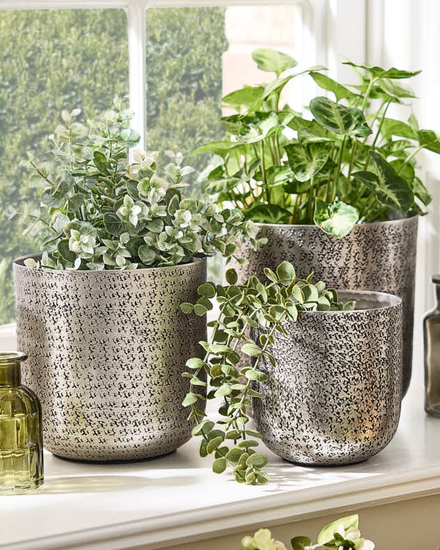 Zaio Hammered Metal Planters