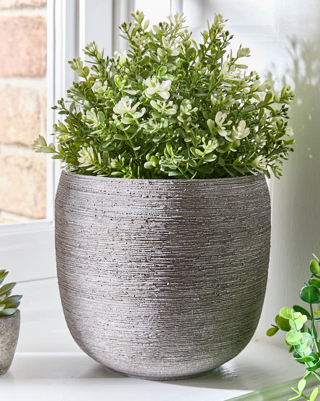 Mesiac Rippled Grey Plant Pot