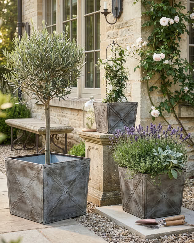 big metal pots for plants Roda Set of 3 Vintage Planter Boxes | Pots & Planters