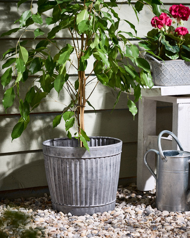 Toma Round Ribbed Metal Planter
