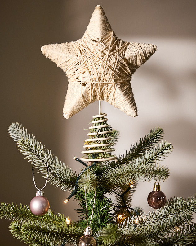 Cremefarbene Jute-Stern-Baumspitze
