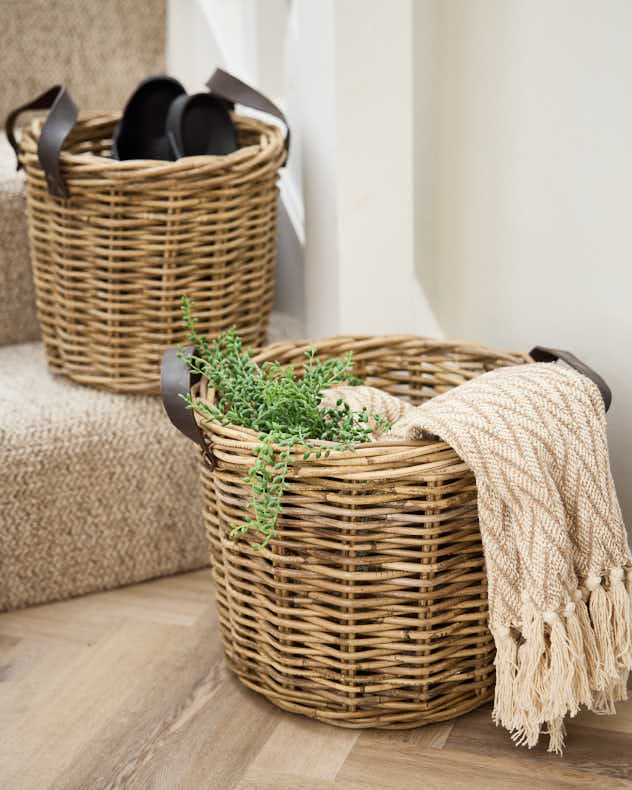 Yola Storage Basket with Leather Handles