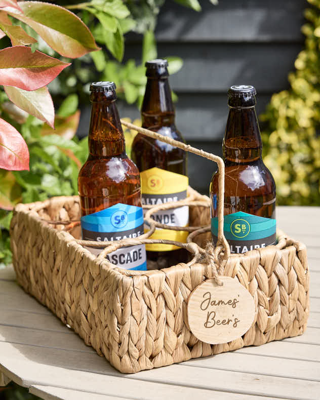 Personalised Water Hyacinth Bottle Caddy