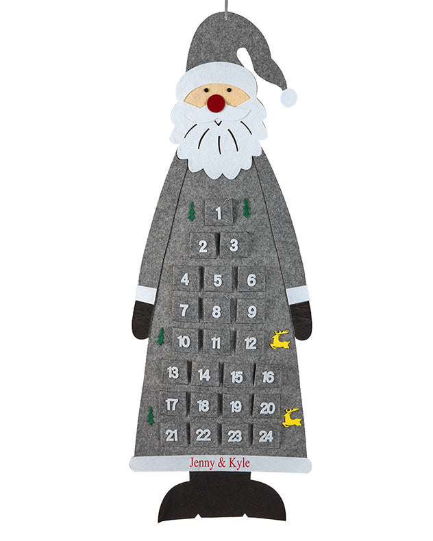 Personalisierter grauer Weihnachtsmann-Riesen-Adventskalender