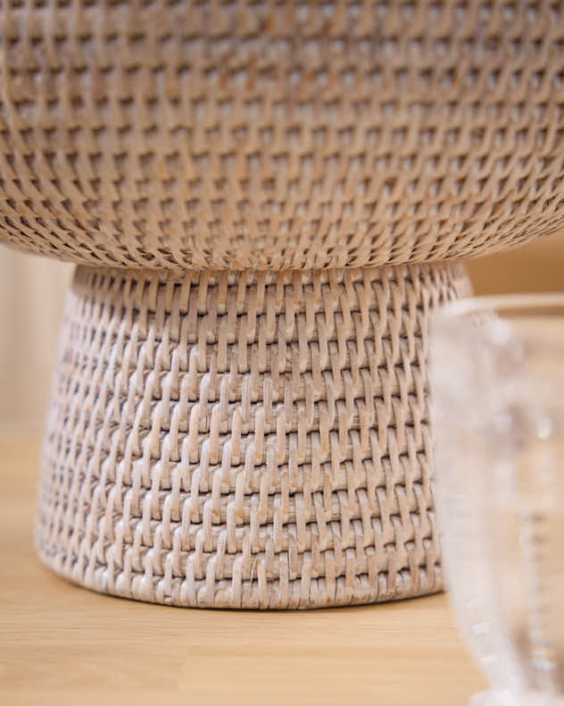 White Rattan Fruit Bowl