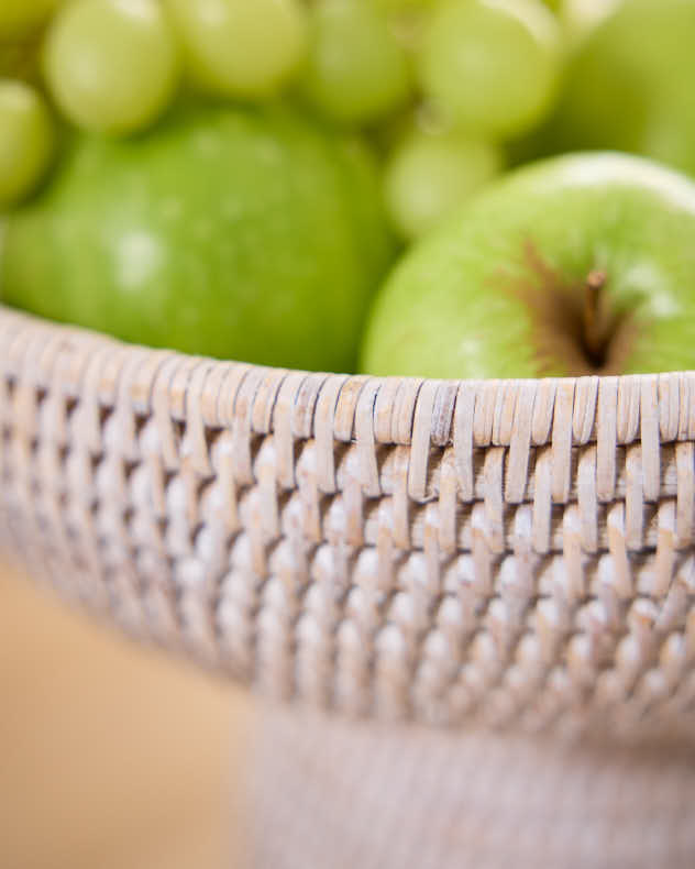 White Rattan Fruit Bowl