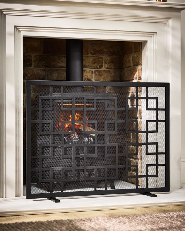 Kensington Matte Black Fire Screen