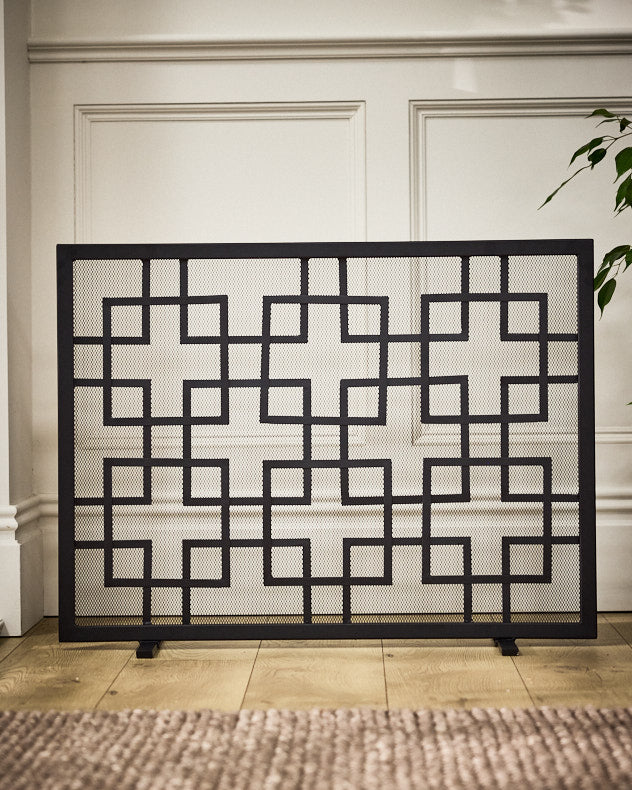 Kensington Matte Black Fire Screen