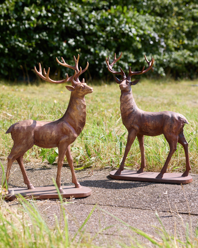 Set of 2 Bronze Effect Standing Stags