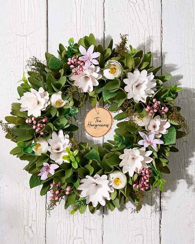 Personalised Sheringham Floral Wreath 34cm