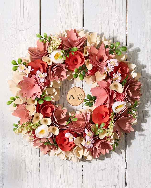 Personalised Woodhall Floral Wreath 35cm