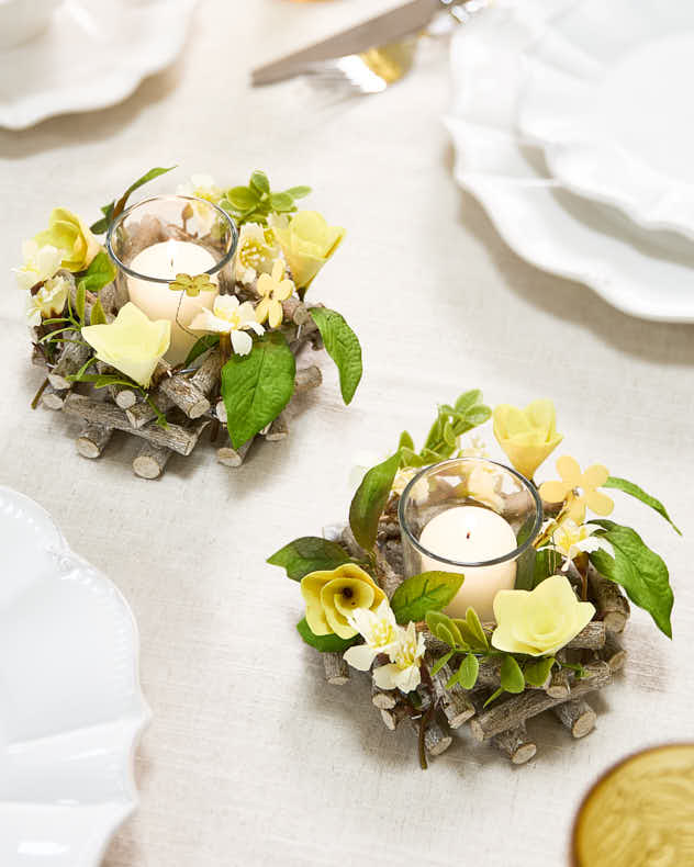 S/2 Hawthorn Floral Candle Holders