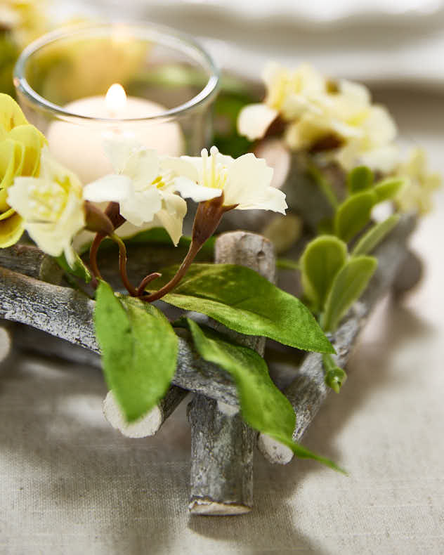 Triple Hawthorn Floral Candle Holder