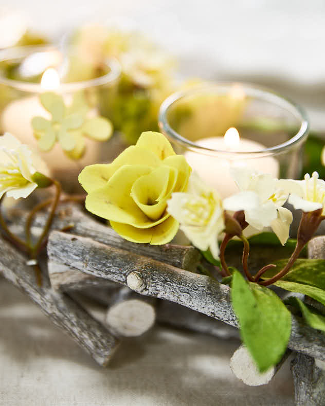 Triple Hawthorn Floral Candle Holder