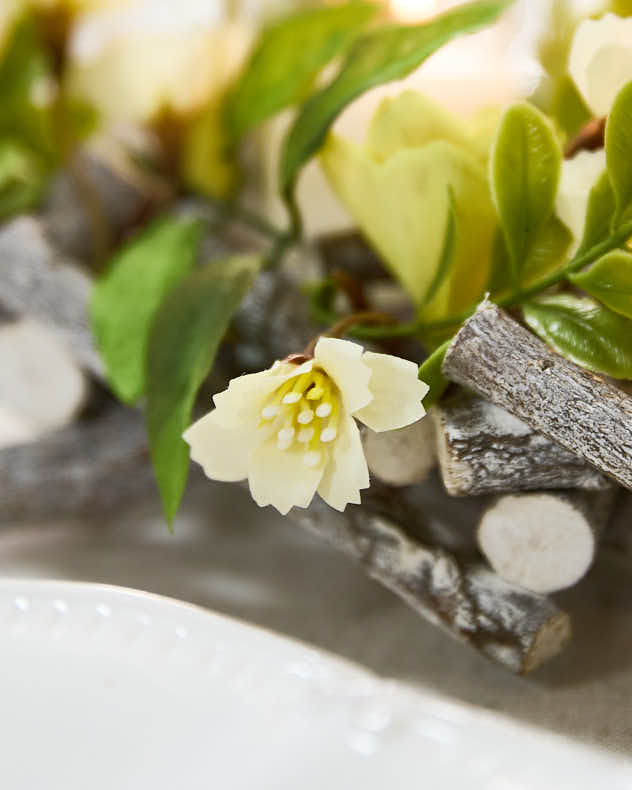 Triple Hawthorn Floral Candle Holder
