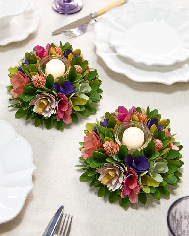 S/2 Camerton Floral Candle Holders