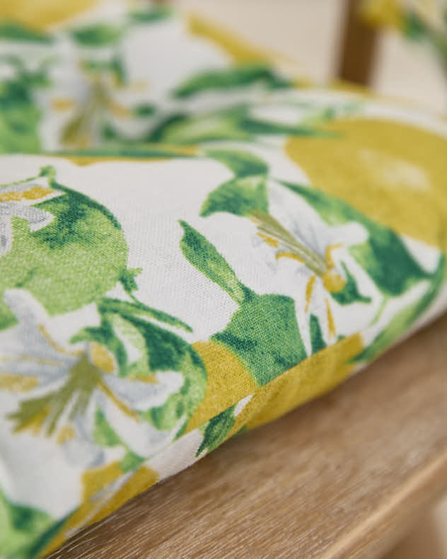 Set Of 2 Lemon Patterned Indoor Seat Pads