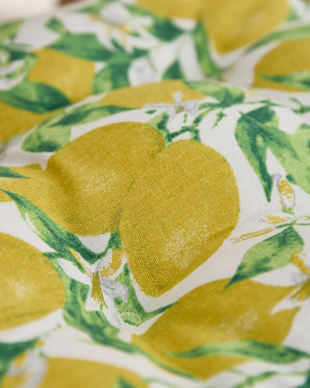 Set Of 2 Lemon Patterned Indoor Seat Pads