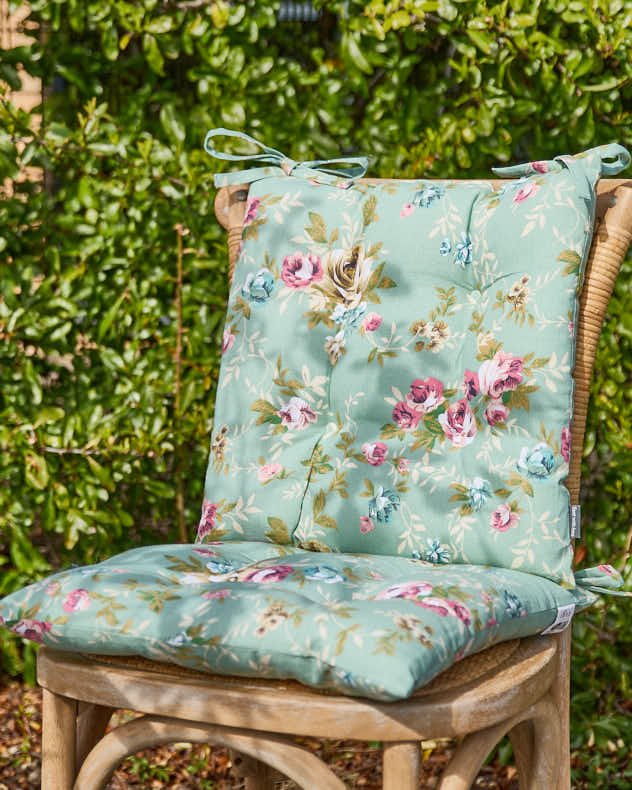 Set of Green Floral Outdoor Seat Pads Dibor Garden Accessories