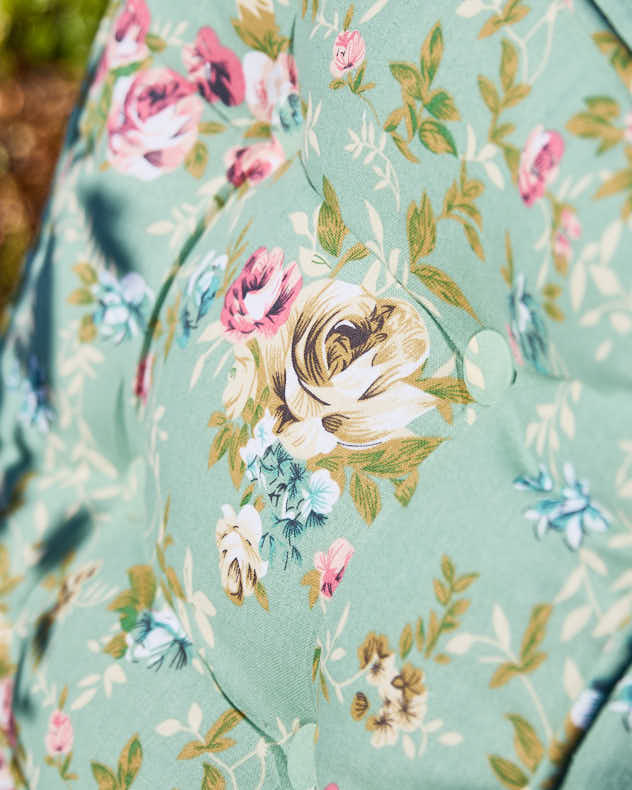 Set of 2 Green Floral Garden Seat Cushions