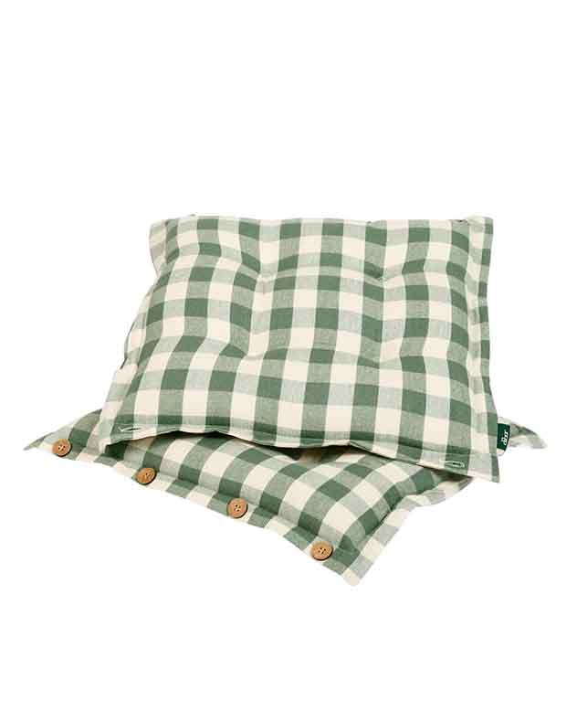 Set of 2 Green Gingham Indoor Seat Pads
