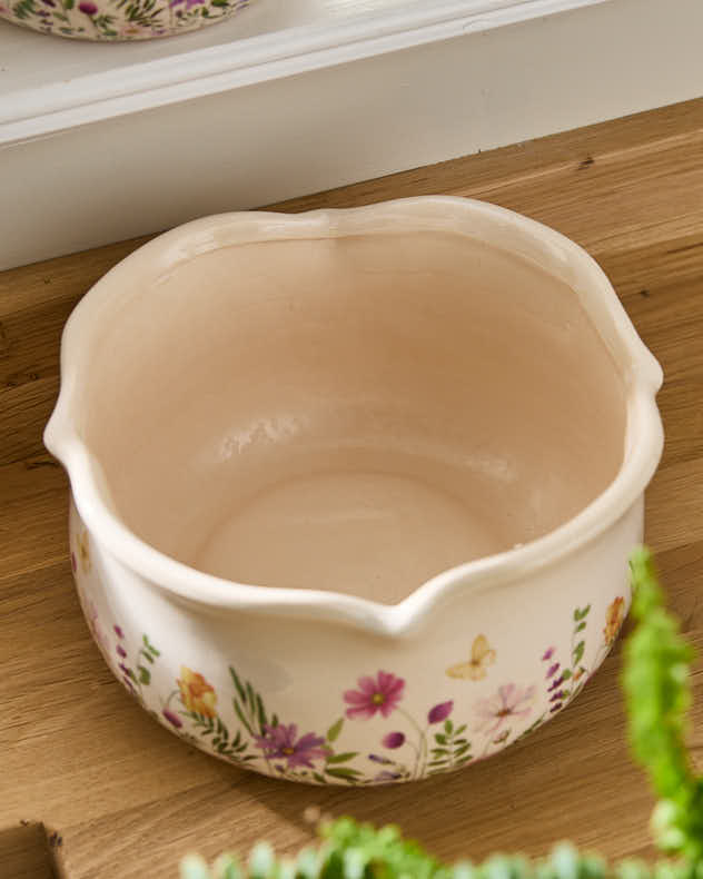 Set of 3 Floral Print Jardinière Pots