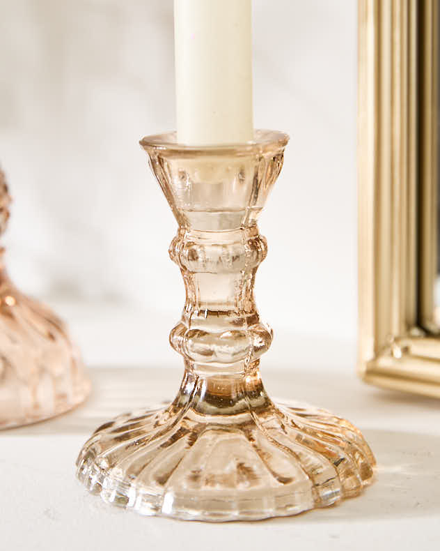 Amber Glass Candlestick