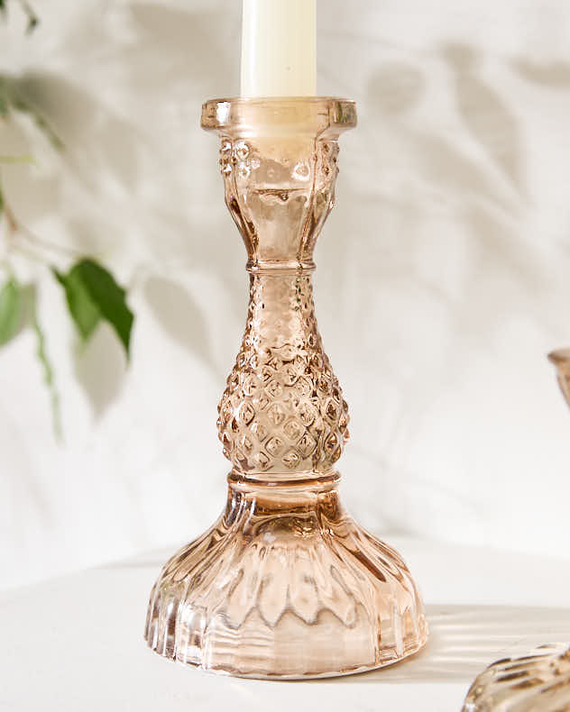 Amber Glass Candlestick
