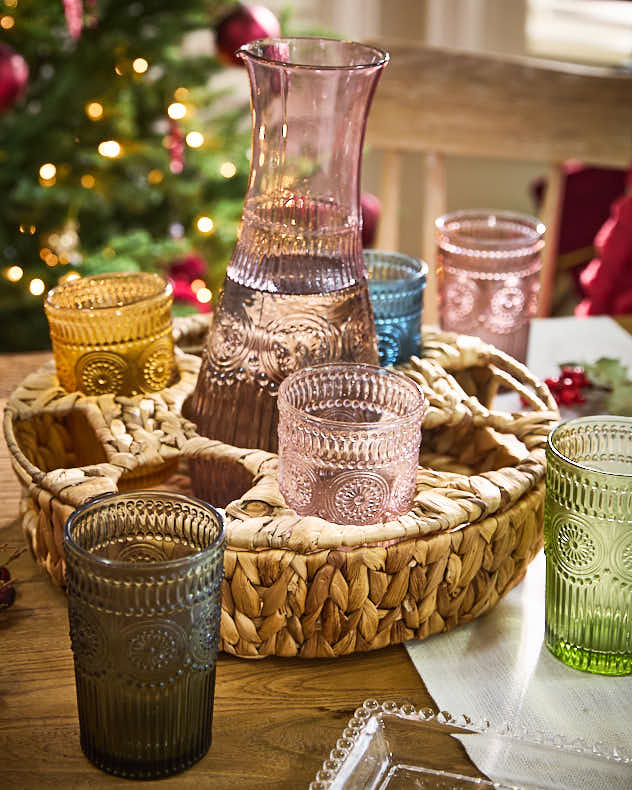 Carafe and Tumblers in Woven Holder