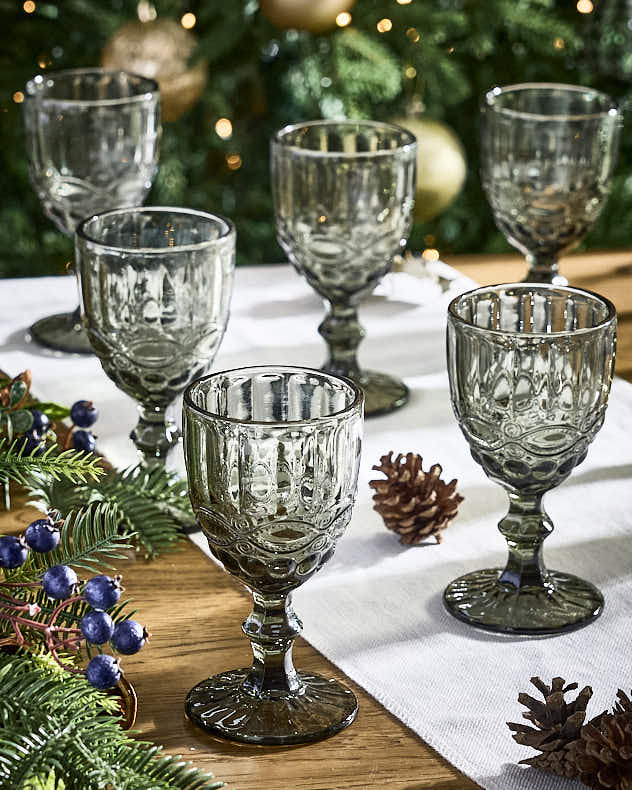 Set of Smoky Grey Wine Goblets