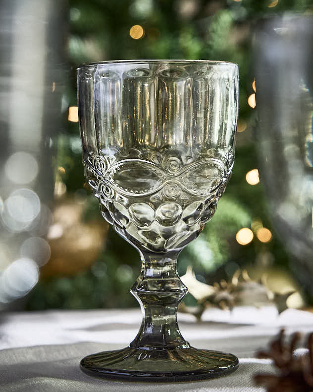 Set of Smoky Grey Wine Goblets