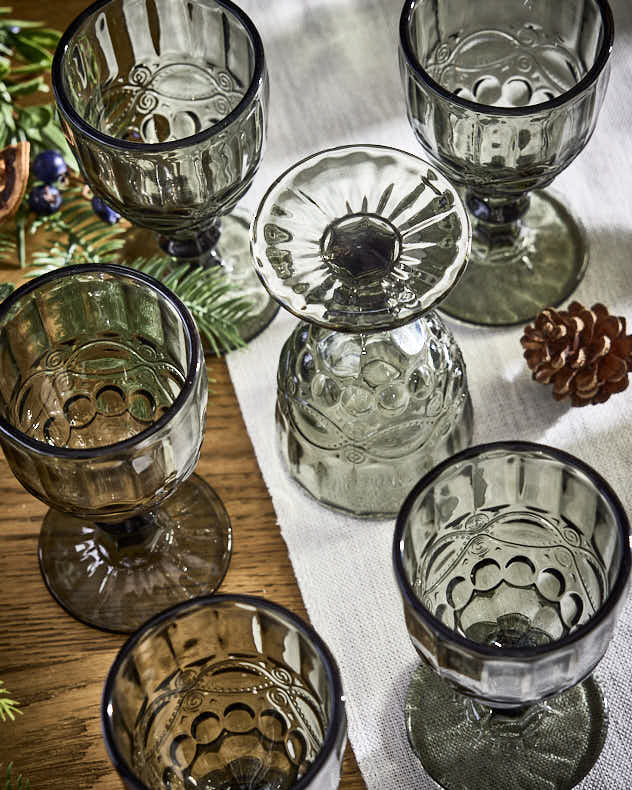 Set of Smoky Grey Wine Goblets