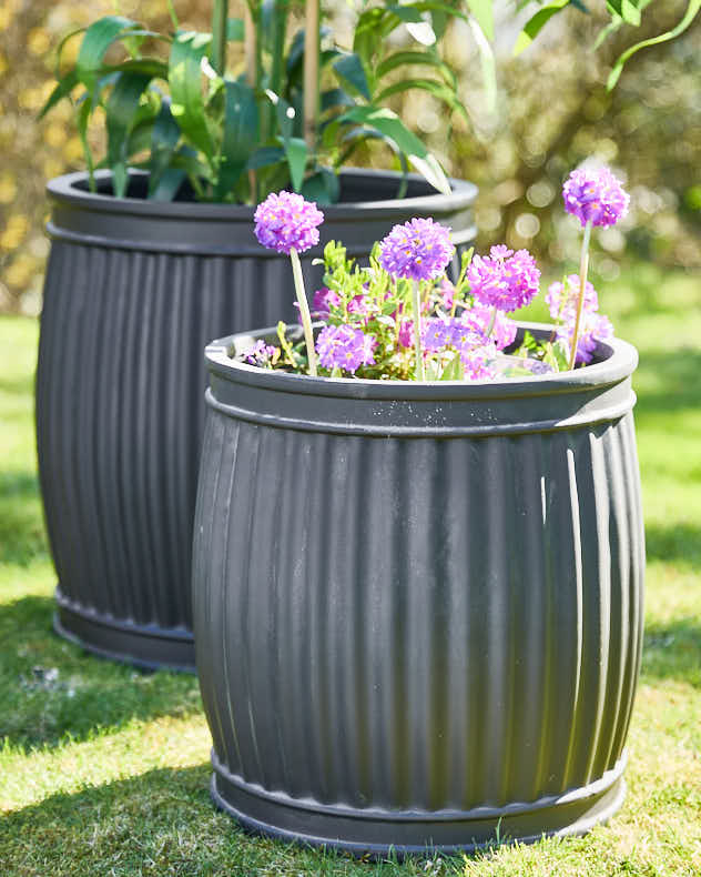 Ensemble de 4 jardinières nervurées Almada