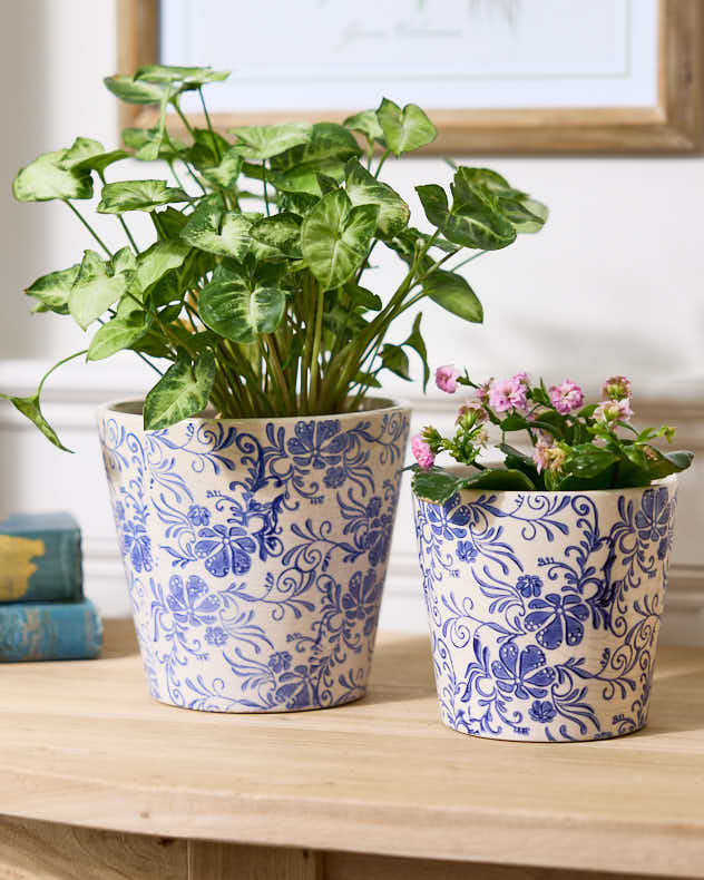 Set of 2 Floral Grecian Planters