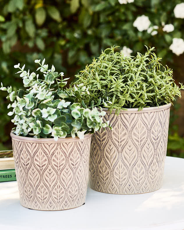 Set of Two Forest Leaf Planters