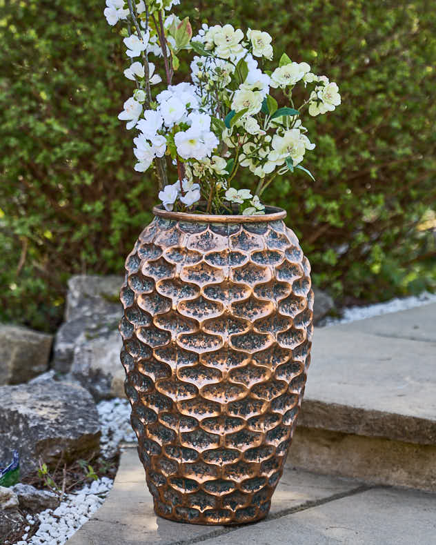 Large Textured Gold Planter