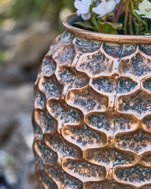 Large Textured Gold Planter