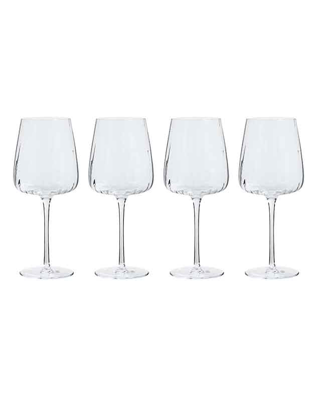 Set of 4 Ribbed Vintage Red Wine Glasses