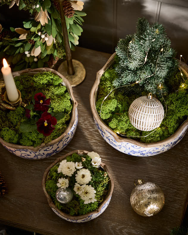 Solene Blue Botanical Set of 3 Planters