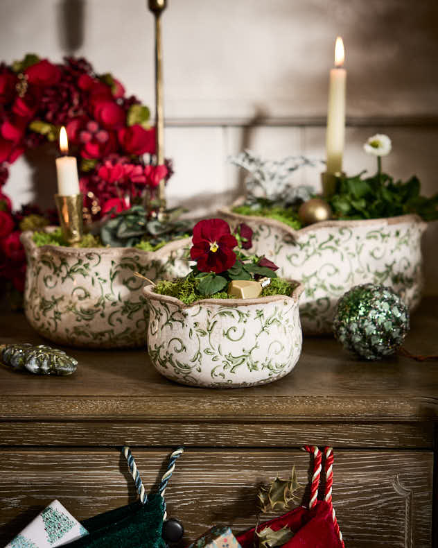 Irina Green Botanical Set of 3 Planters