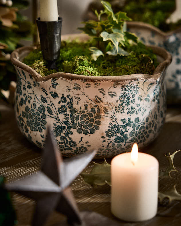 Fiorella Teal Botanical Set of 3 Planters