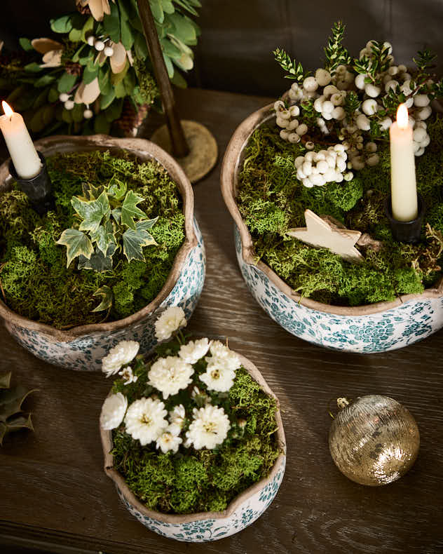 Fiorella Teal Botanical Set of 3 Planters