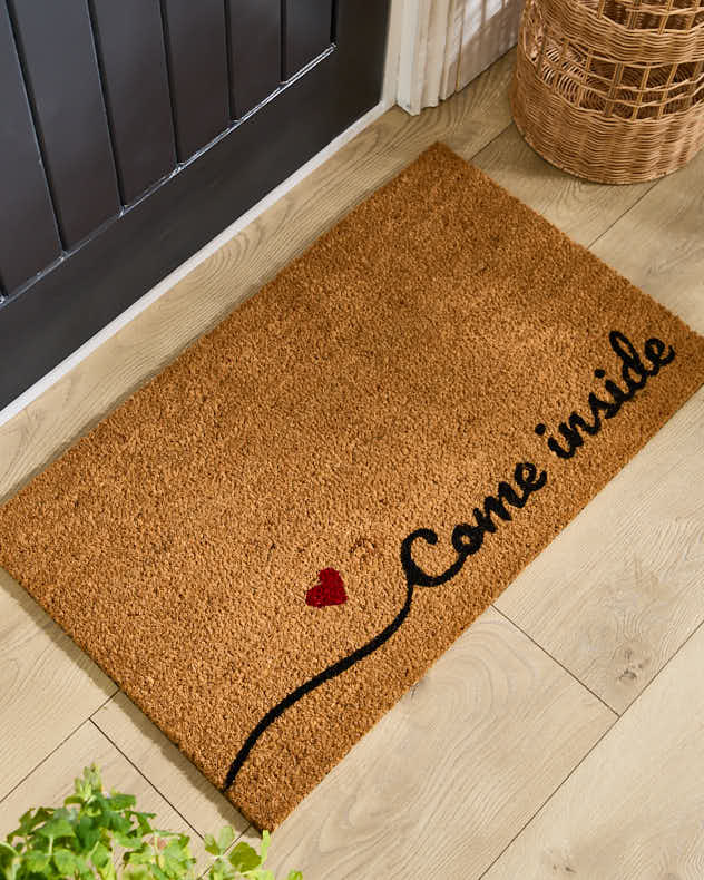 „Come Inside“ Fußmatte aus natürlicher Kokosfaser