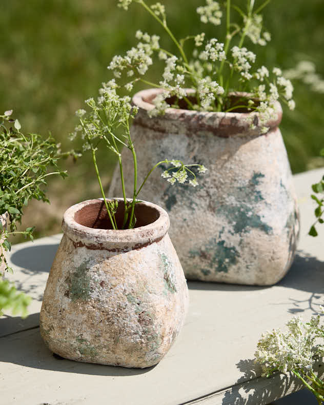 Green Terracotta Aged Effect Planters