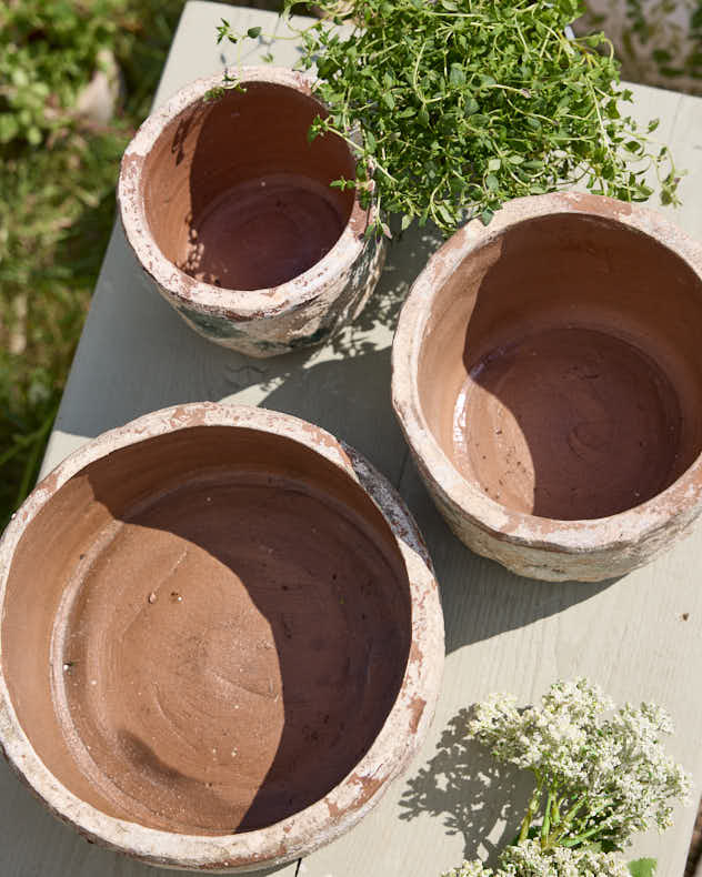 Green Terracotta Weathered Planters