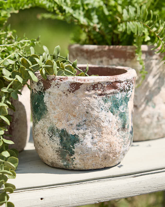 ceramic plant pots uk Green Terracotta Weathered Planters | Pots & Planters